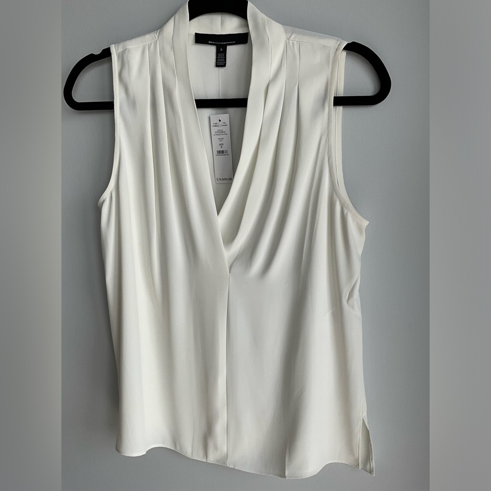 NWT 🏷 WHBM SL PLEATED VNK SHELL IN CREAM SIZE S
